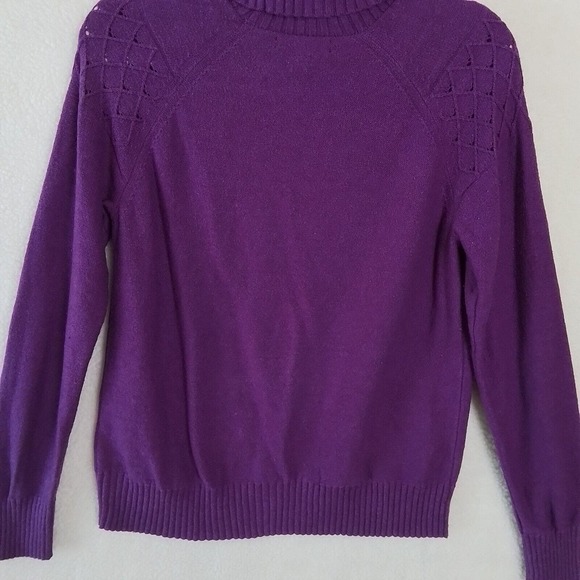 Banana Republic Cotton Blend Knit Turtleneck Sweater Size Petite Small in Purple - Picture 9 of 11